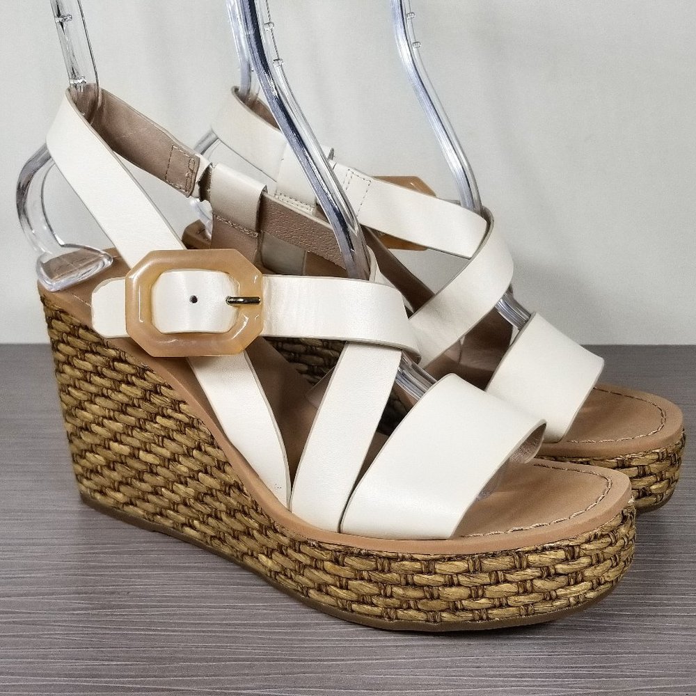 Louise et Cie Palina Platform Wedge Sandal, Muslin Leather, Womens Size 8 / 38.5